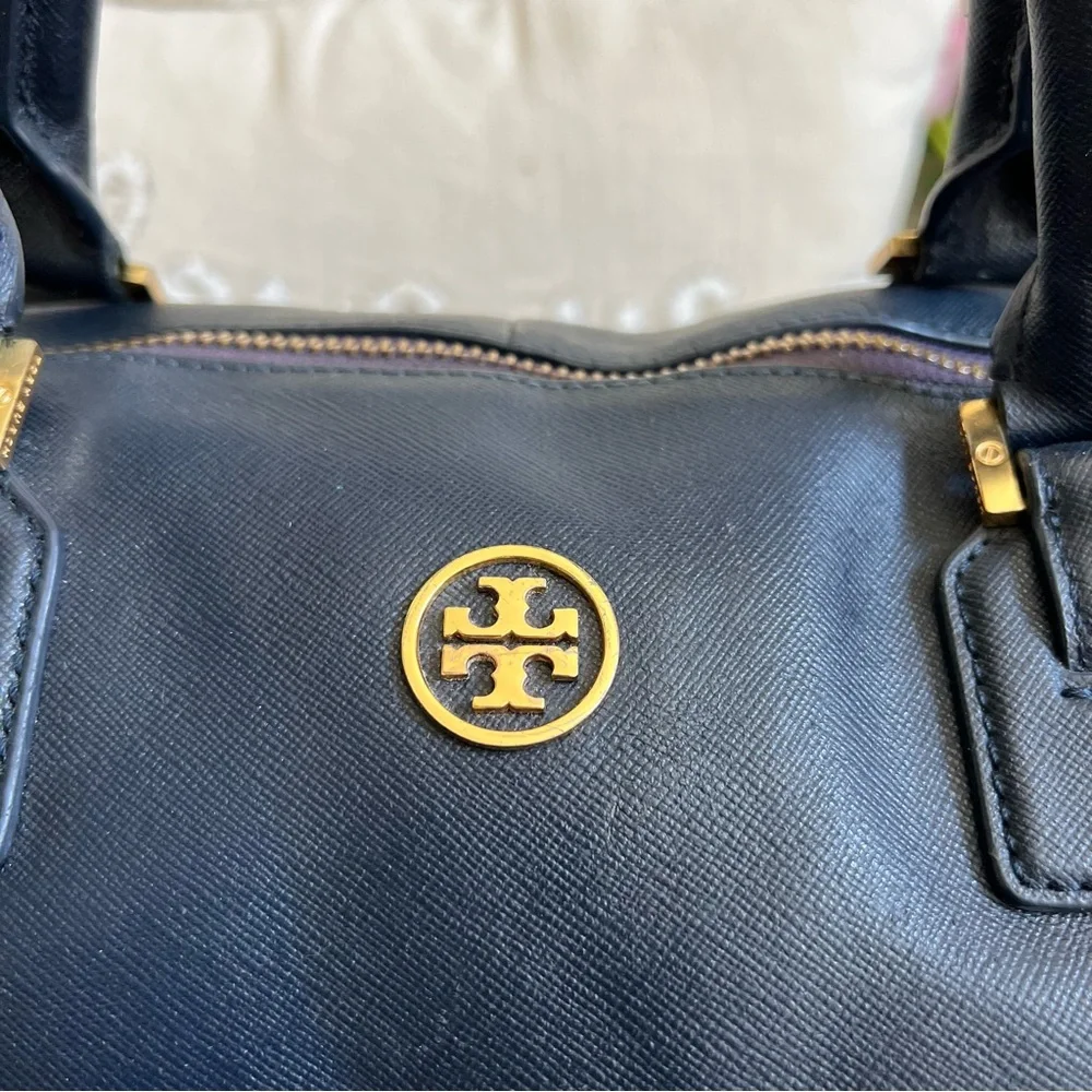 Tory Burch $698 Robinson Bowley Satchel Navy Saffiano Leather (No Long Strap)